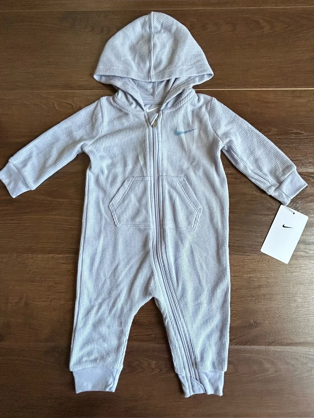 Nike Hooded Romper Waffle Knit Ghost Light Purple 6m
